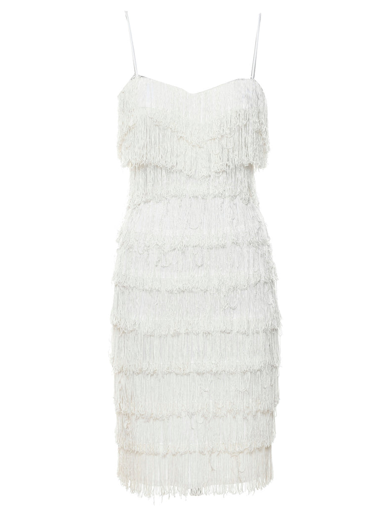 Fringed Off White Dress - XS