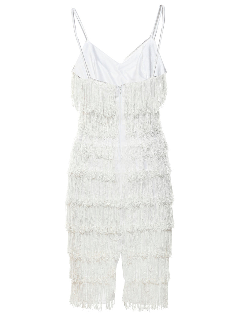 Fringed Off White Dress - XS