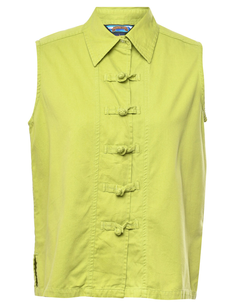 Frog Button Green Blouse - M