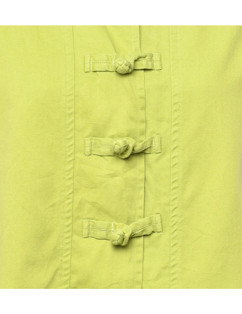 Frog Button Green Blouse - M