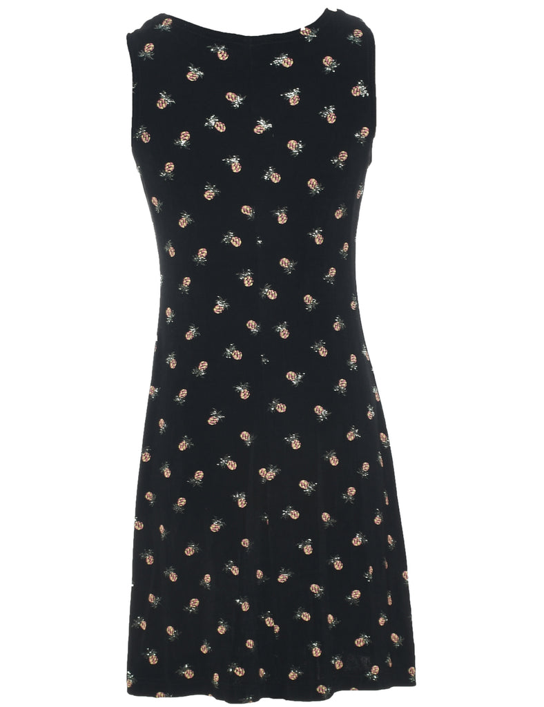 Fruit Design Black Beaded Dress - M