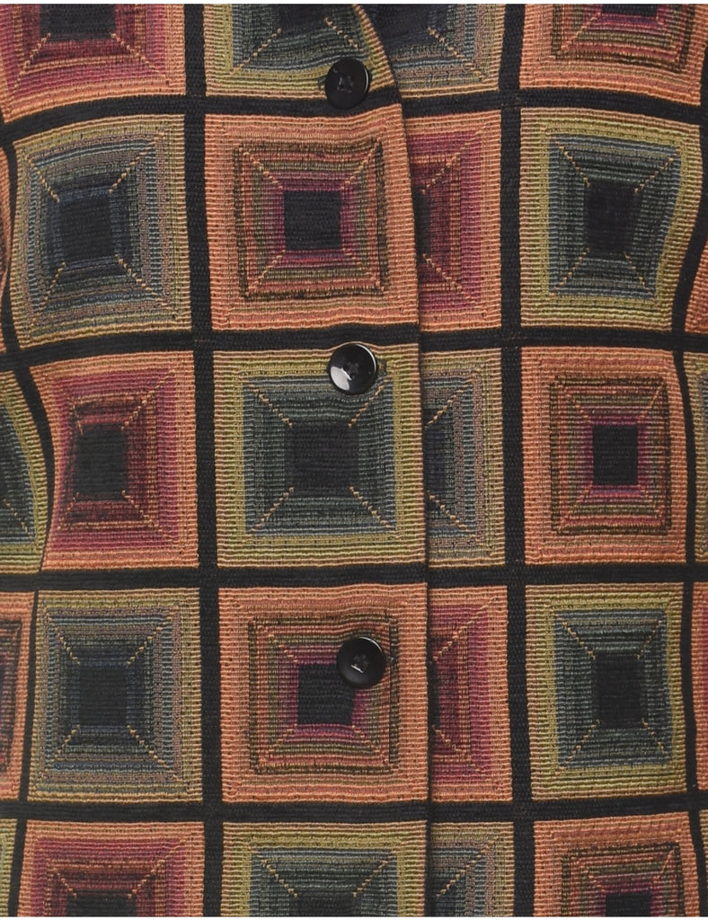 Geometric Pattern Multi-Colour Vintage Tapestry Jacket - L