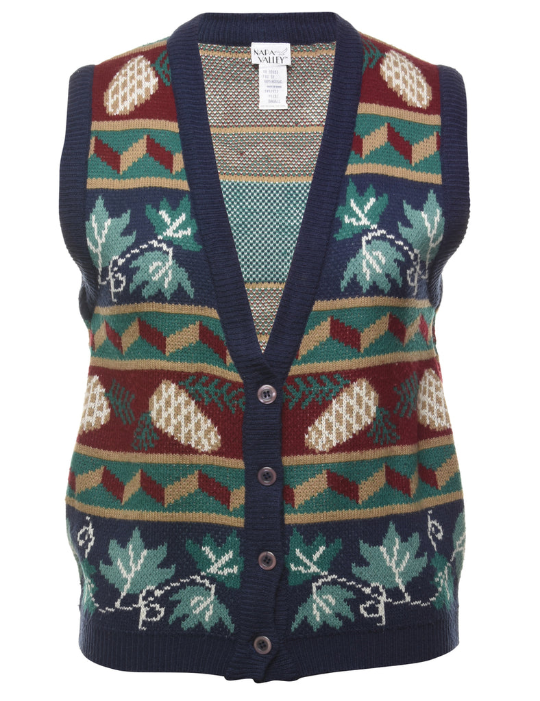 Geometric Pattern Sweater Vest - S