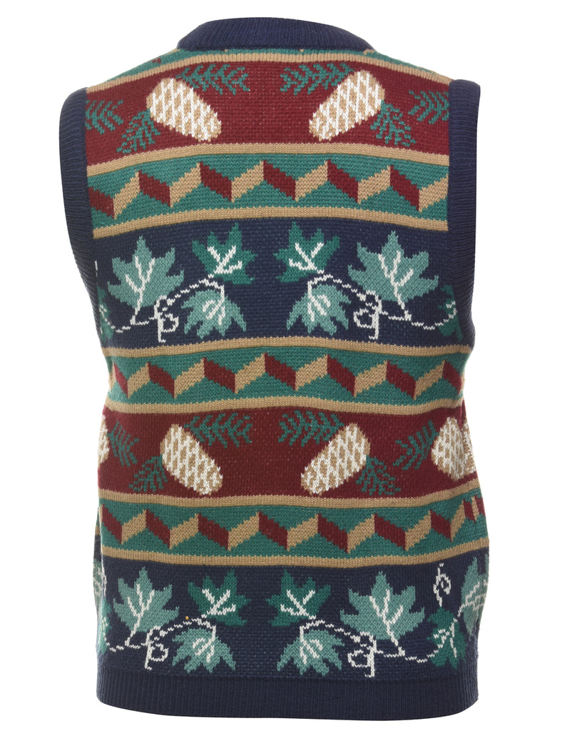Geometric Pattern Sweater Vest - S