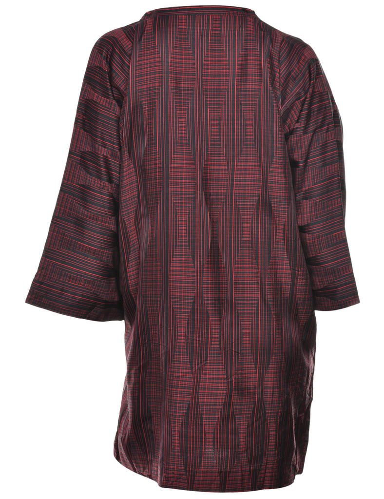 Geometric Print Midi Length Kimono - XL