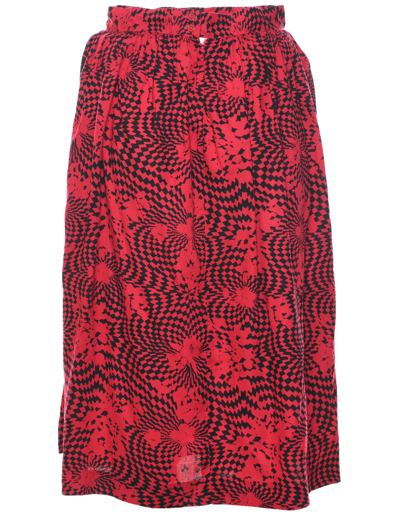 Geometric Print Midi Skirt - S