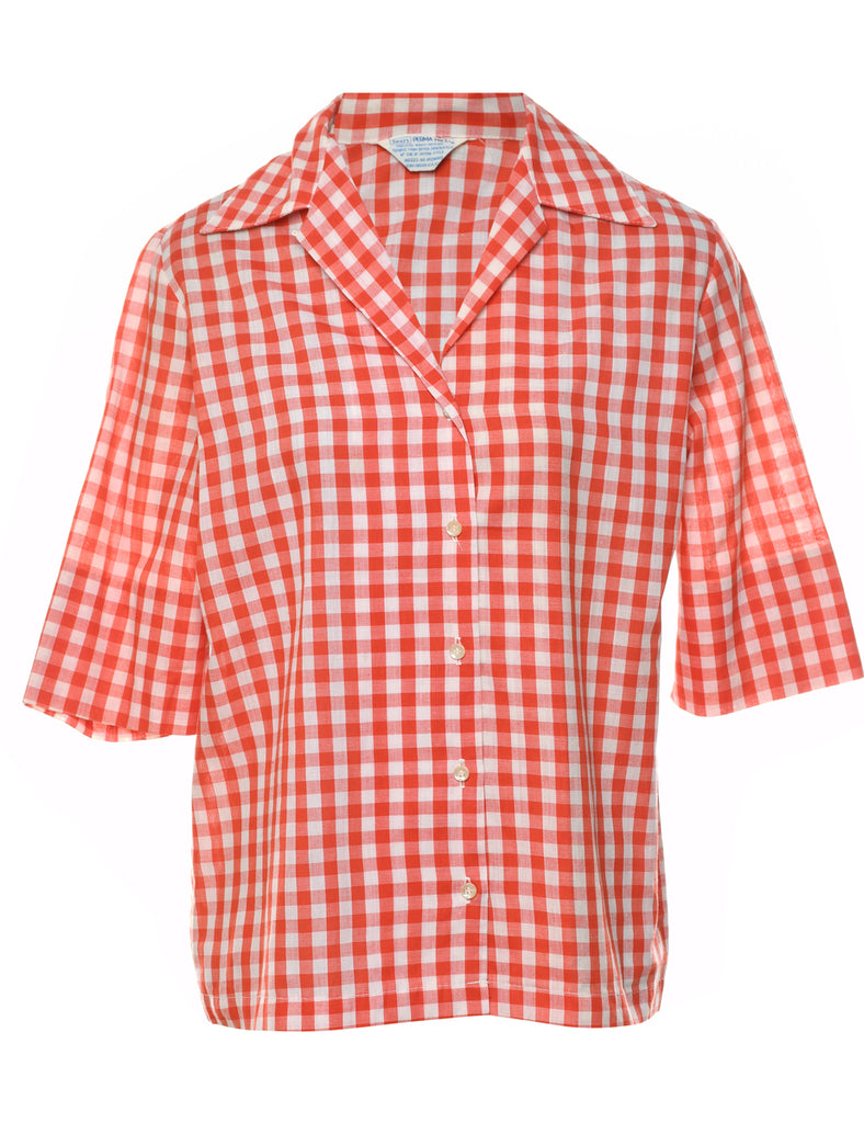 Gingham Pattern Blouse - M