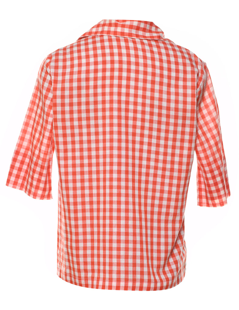 Gingham Pattern Blouse - M