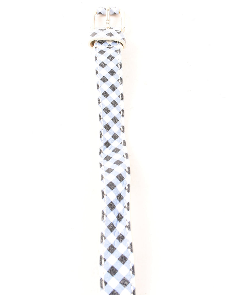 Gingham Pattern Skinny Belt - M