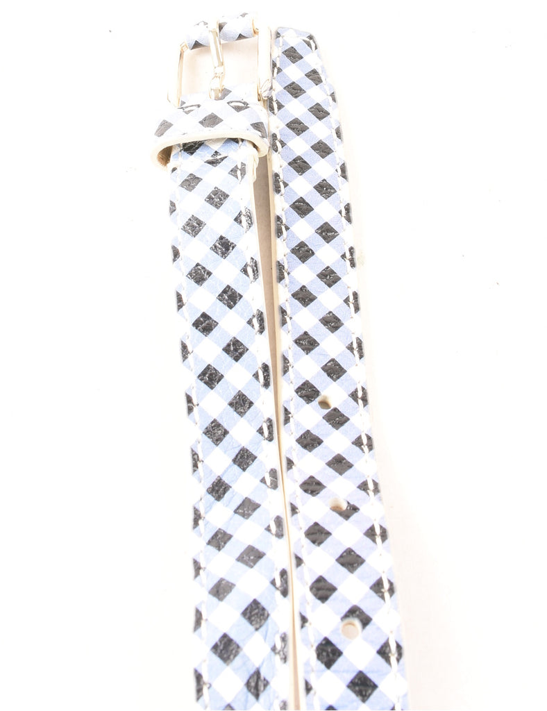 Gingham Pattern Skinny Belt - M