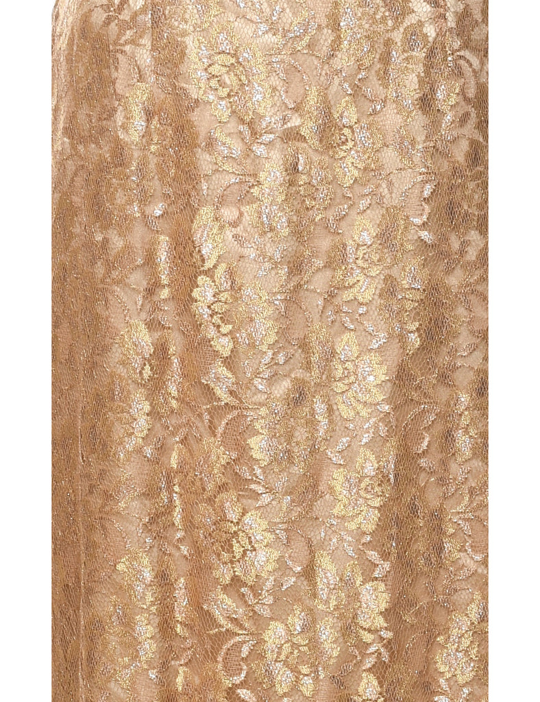 Gold Lace Evening Dress - M