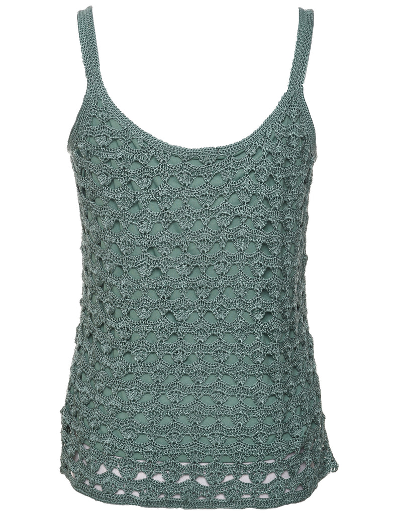 Green Crochet Vest - L