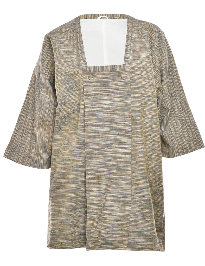 Green Cropped Kimono - L