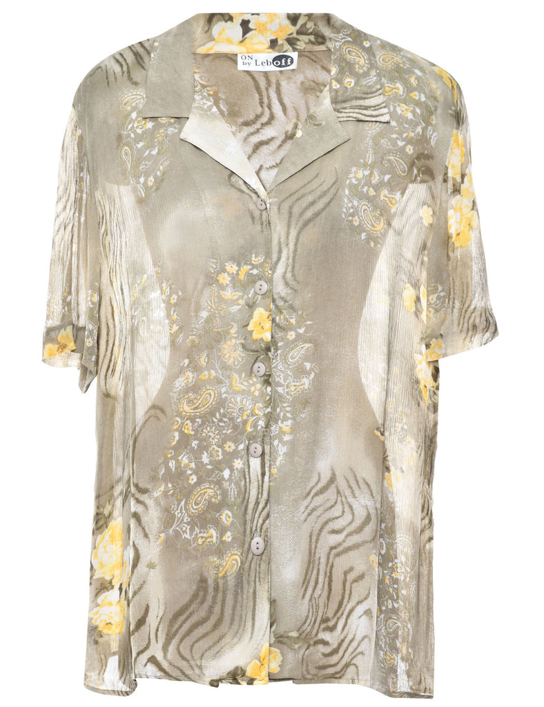 Green Floral Blouse - L