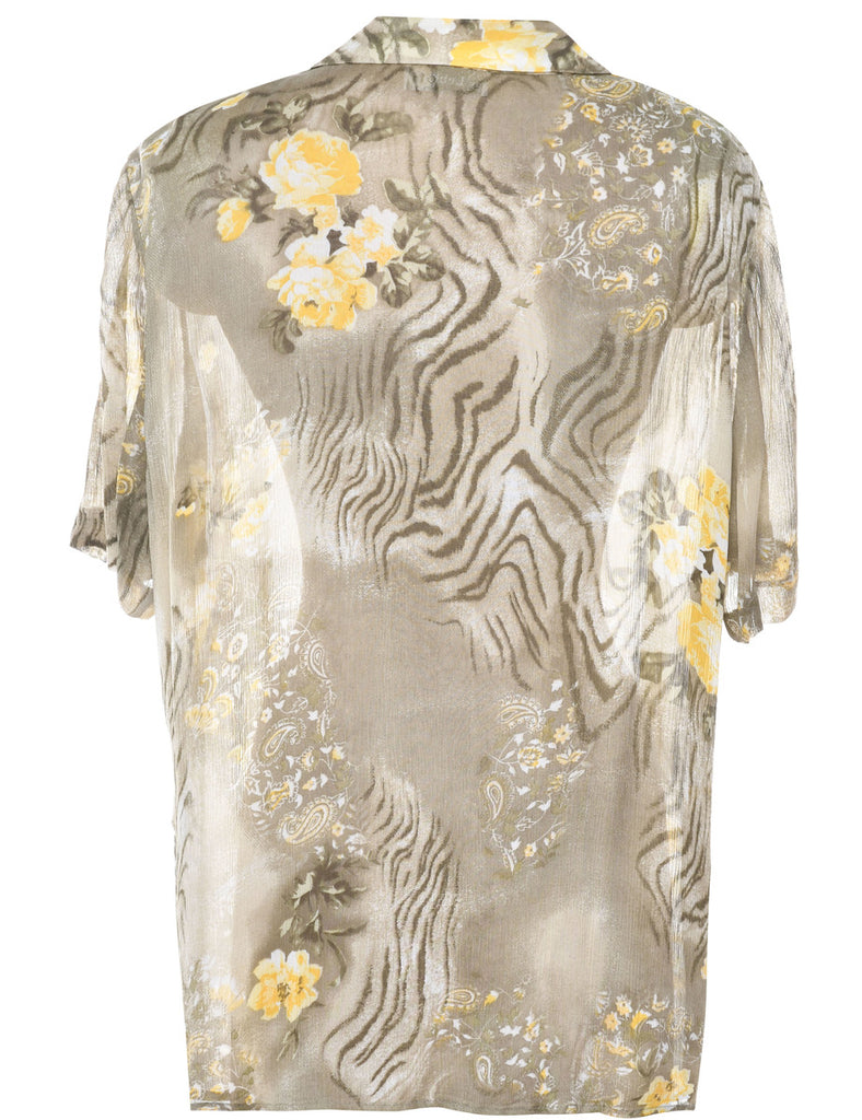Green Floral Blouse - L