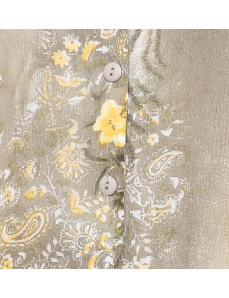 Green Floral Blouse - L