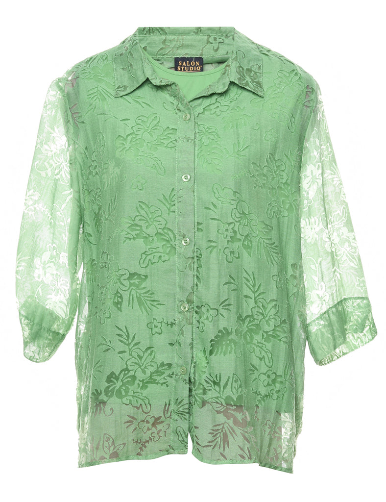 Green Floral Shirt - L