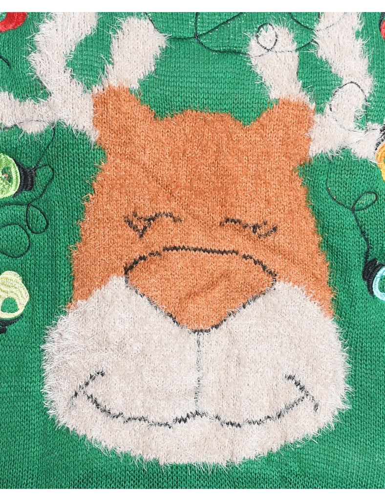 Green Knit Christmas Jumper - S
