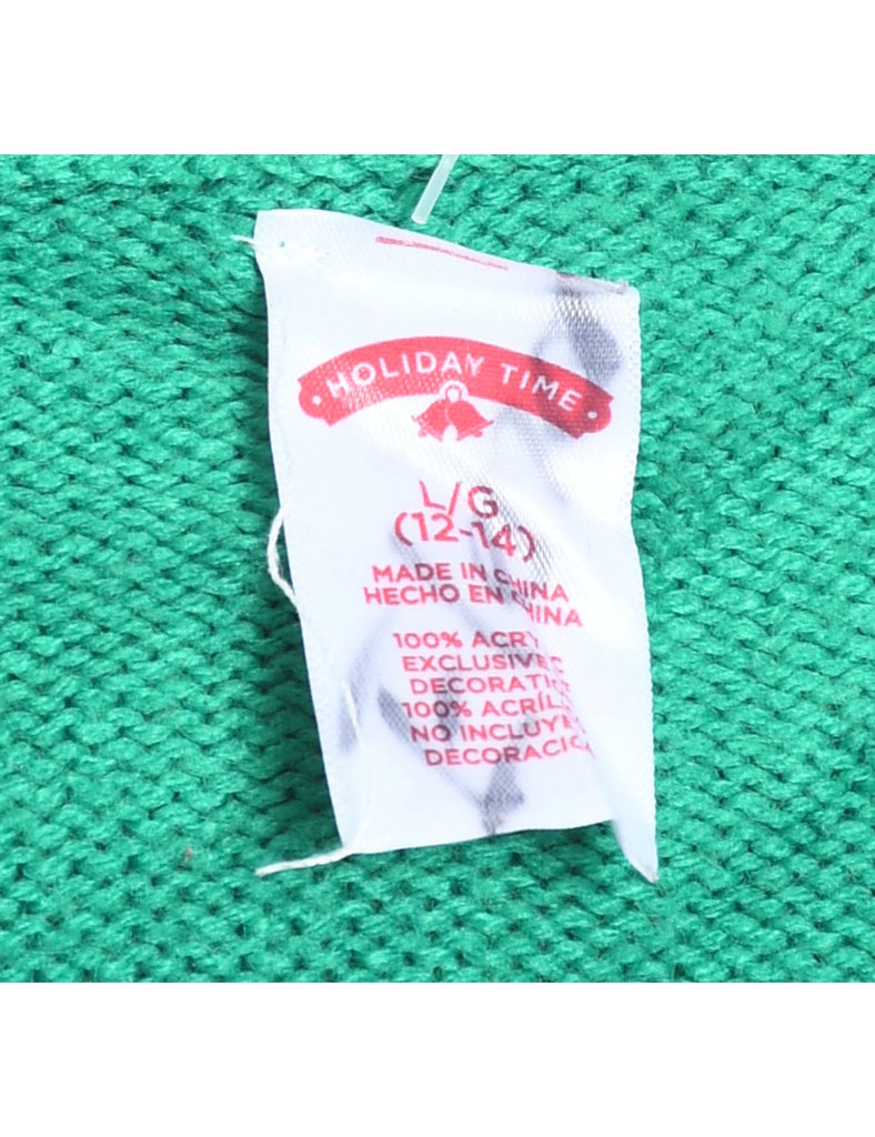 Green Knit Christmas Jumper - L