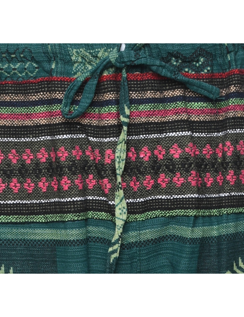 Green Patterned Casual Trousers - W25 L27