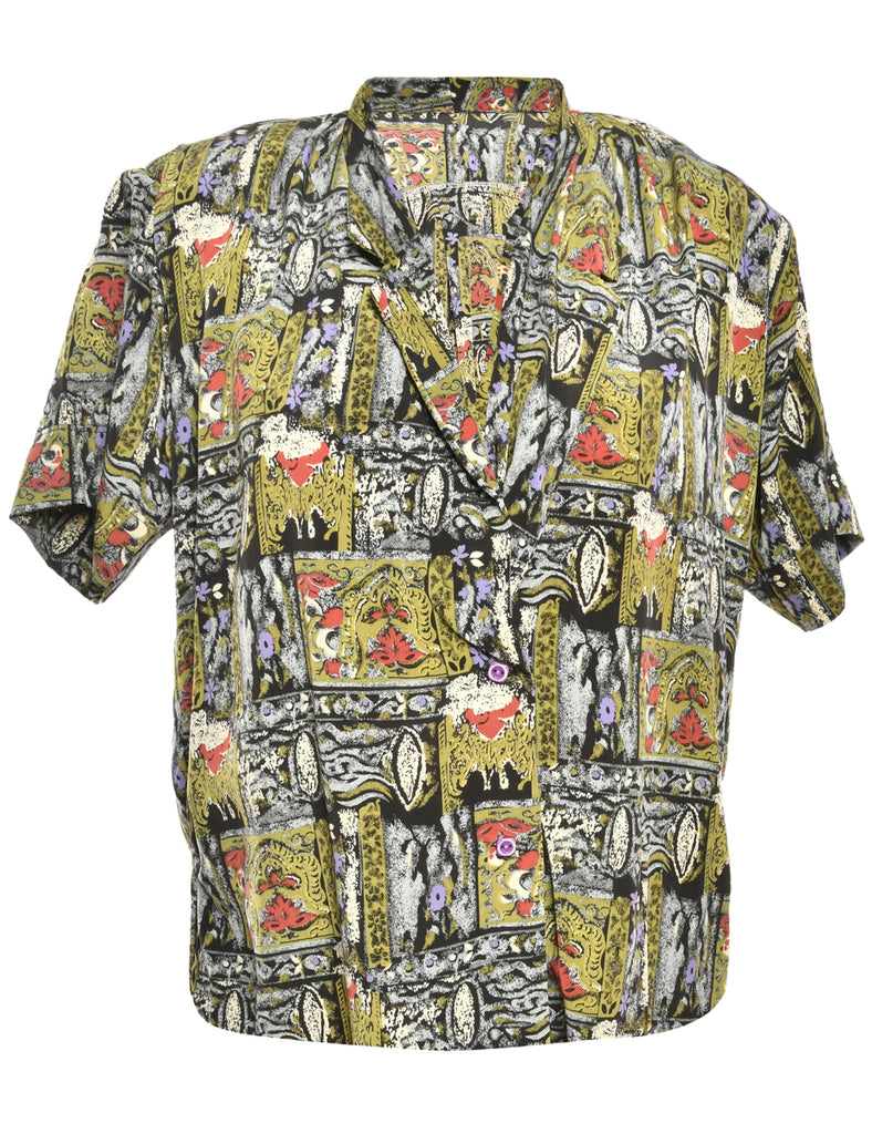 Green Printed Blouse - M