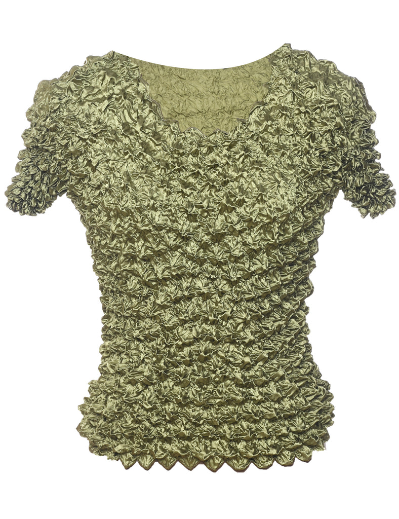 Green Y2K Popcorn Top - XS