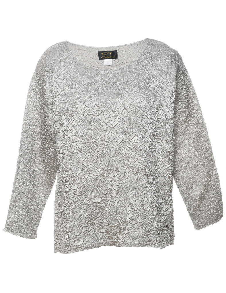 Grey Crinkle Top - M
