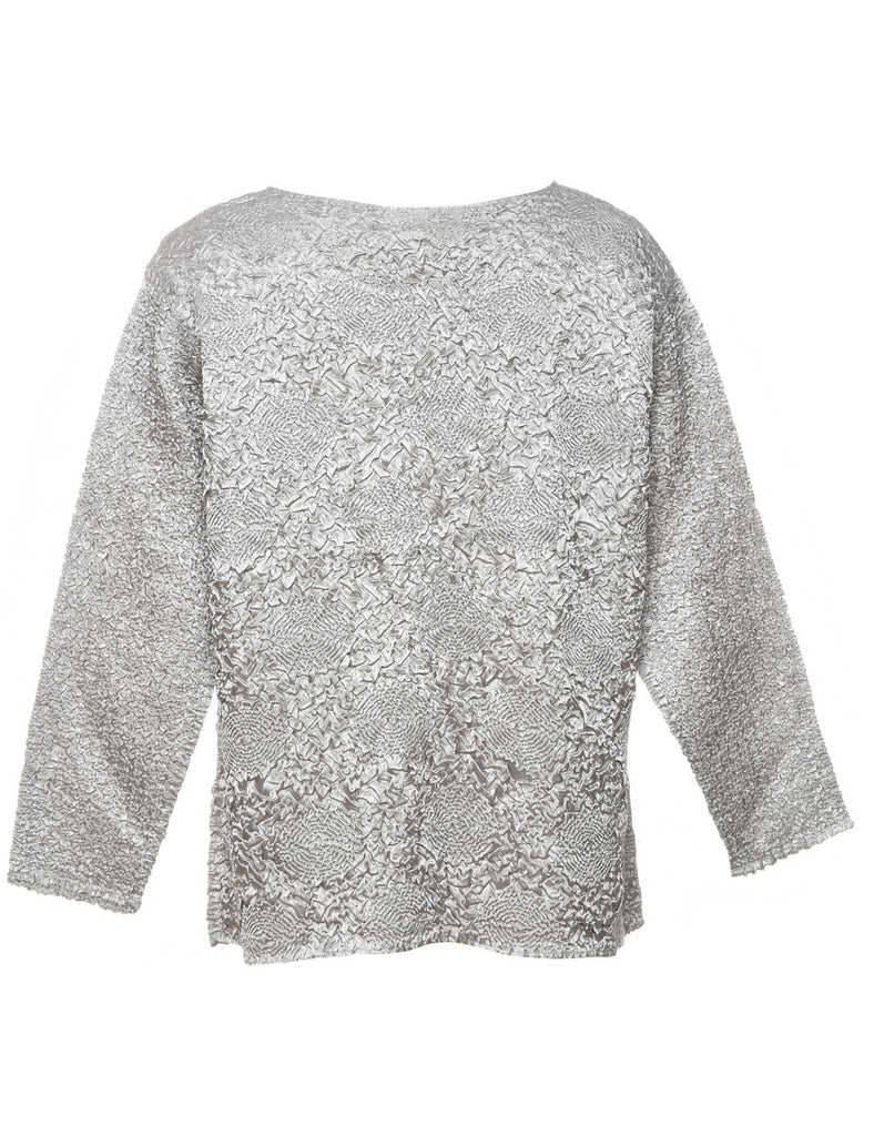 Grey Crinkle Top - M