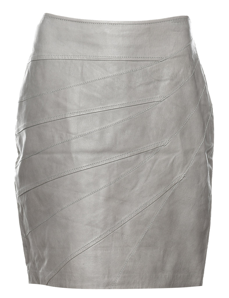 Grey Leather Skirt - M