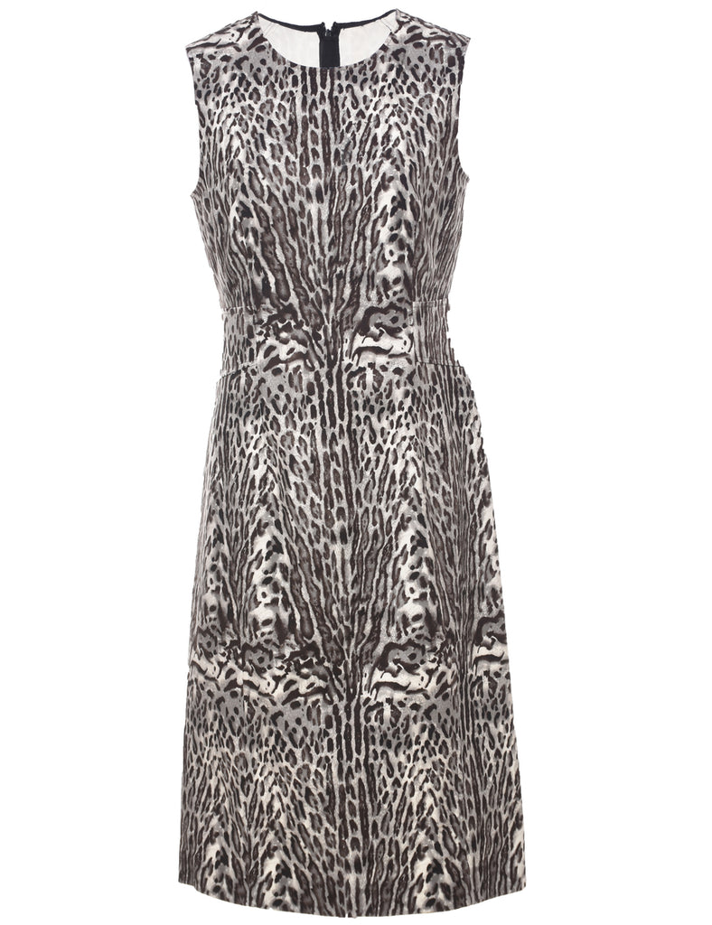 Grey Leopard Print Dress - M