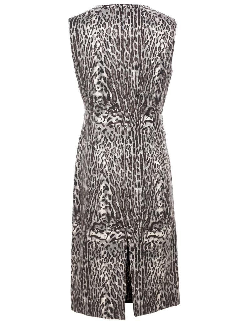 Grey Leopard Print Dress - M