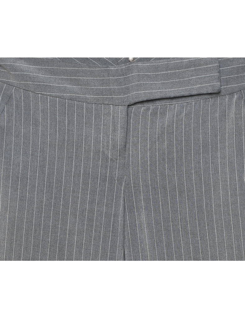 Grey Pinstriped Flared Y2K Trousers - W30 L32