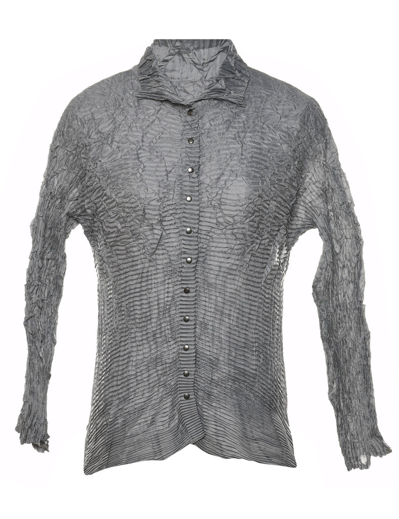 Grey Smocked Shirt - S