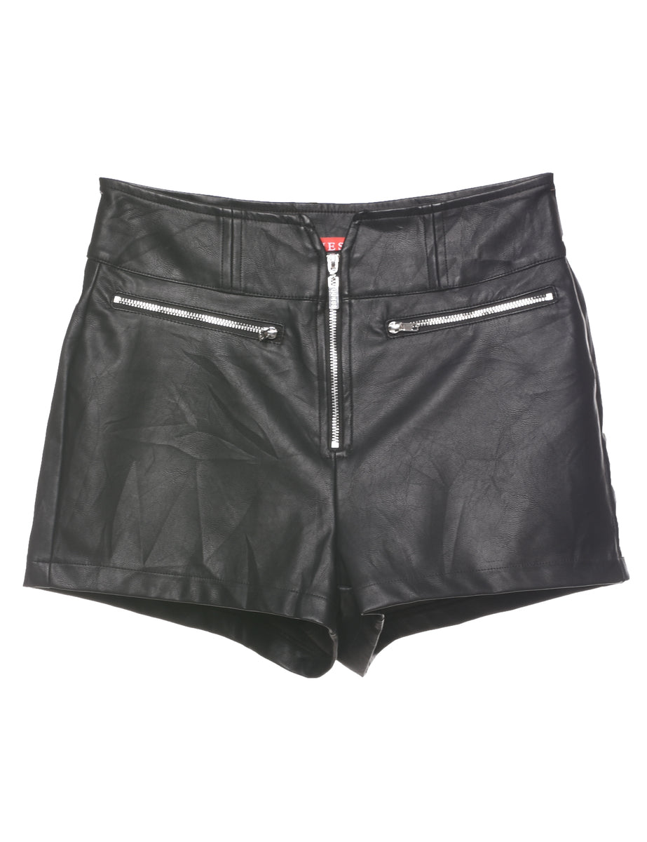 Women s Guess Guess Faux Leather Black Shorts Black XS Beyond Retro