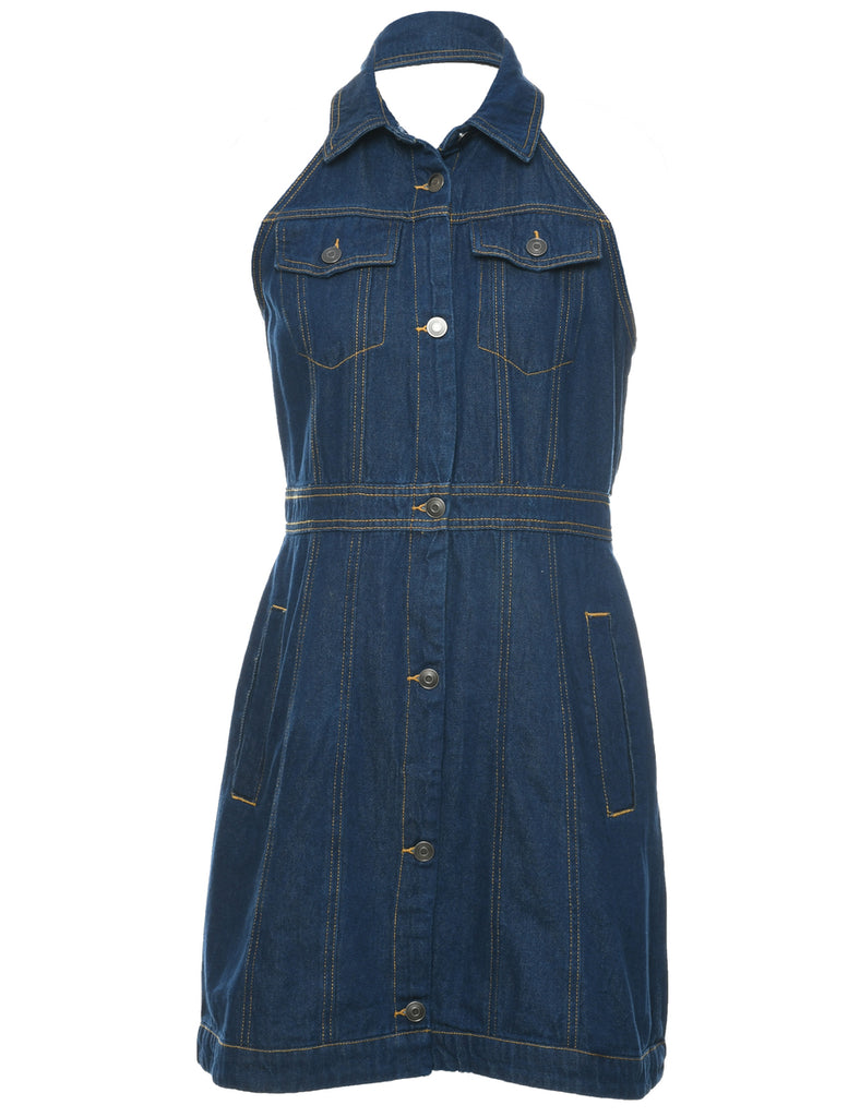 Halter Denim Dress - S