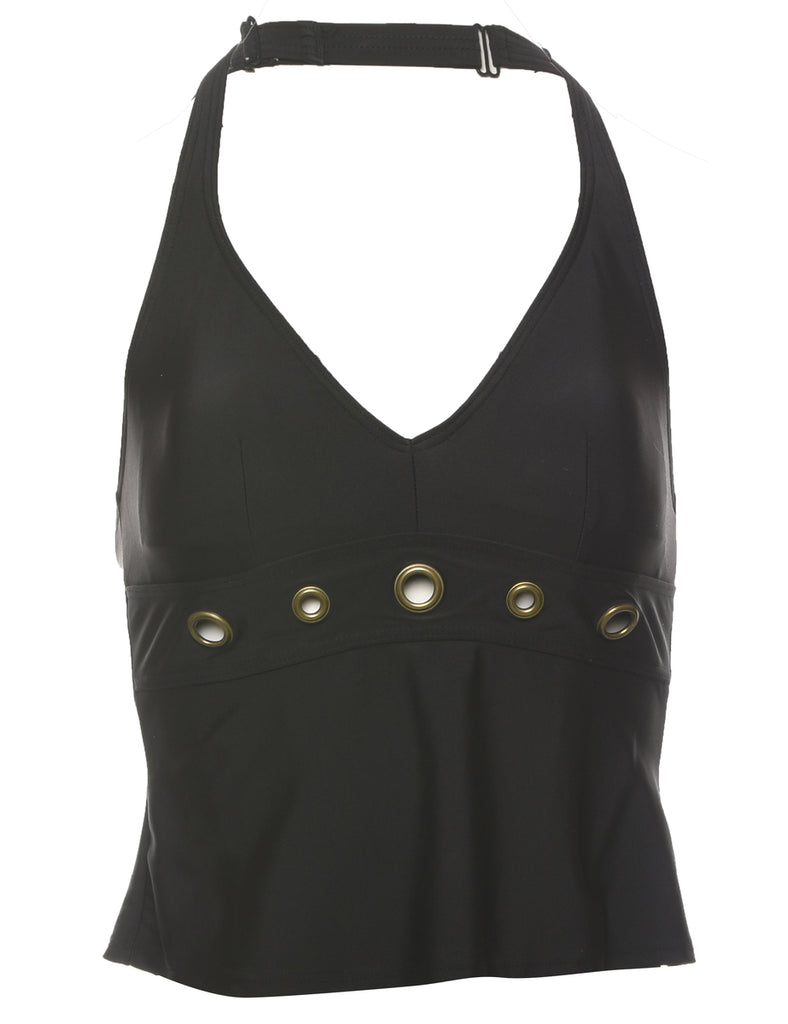 Halterneck Black Cropped Top - XS