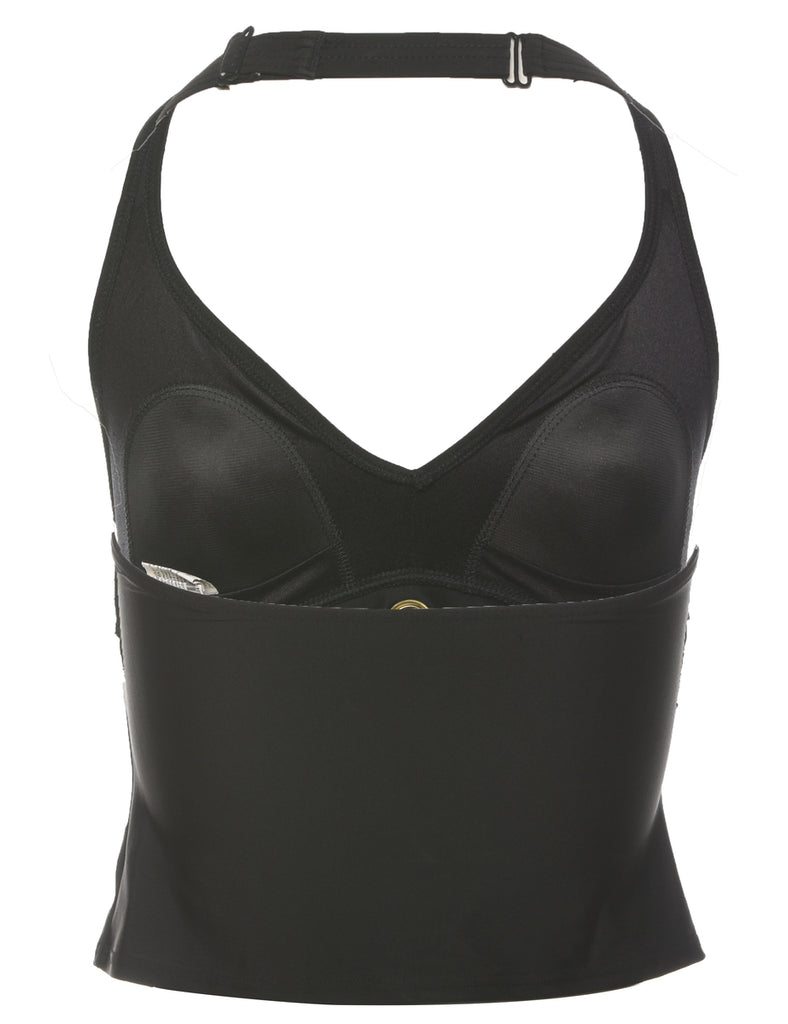 Halterneck Black Cropped Top - XS