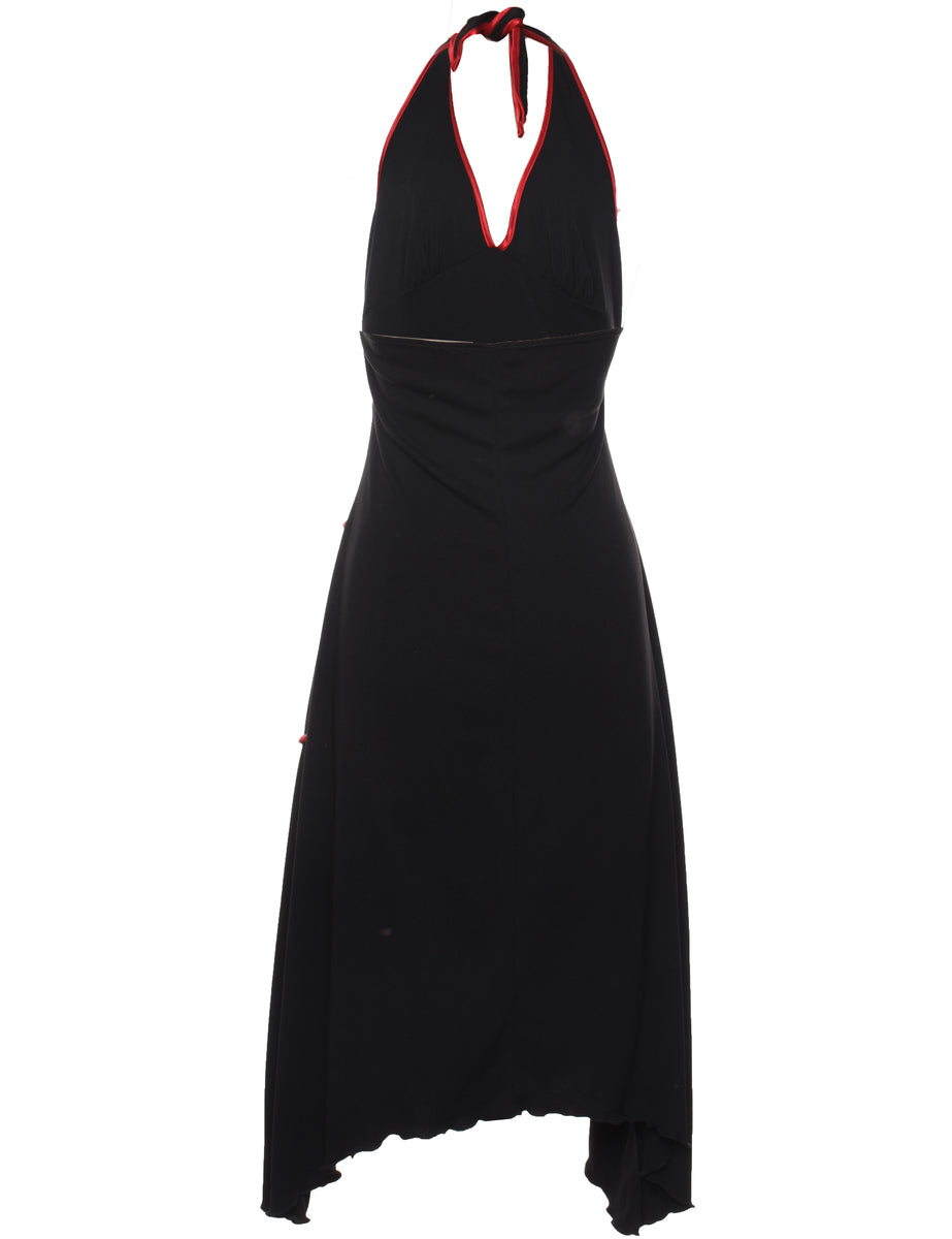 Women's Halterneck Black & Red Y2K Evening Dress Black, L | Beyond Retro Women's Halterneck Black & Red Y2K Evening Dress Black, L | Beyond Retro