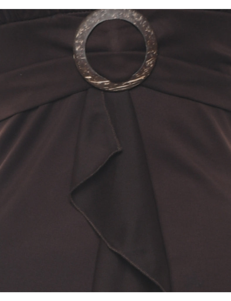 Halterneck Y2K Brown Evening Dress - XS