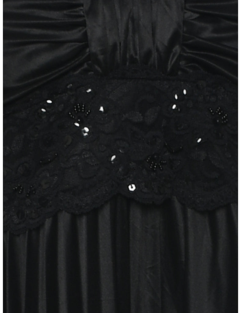 Handkerchief Hem Black Evening Dress - S