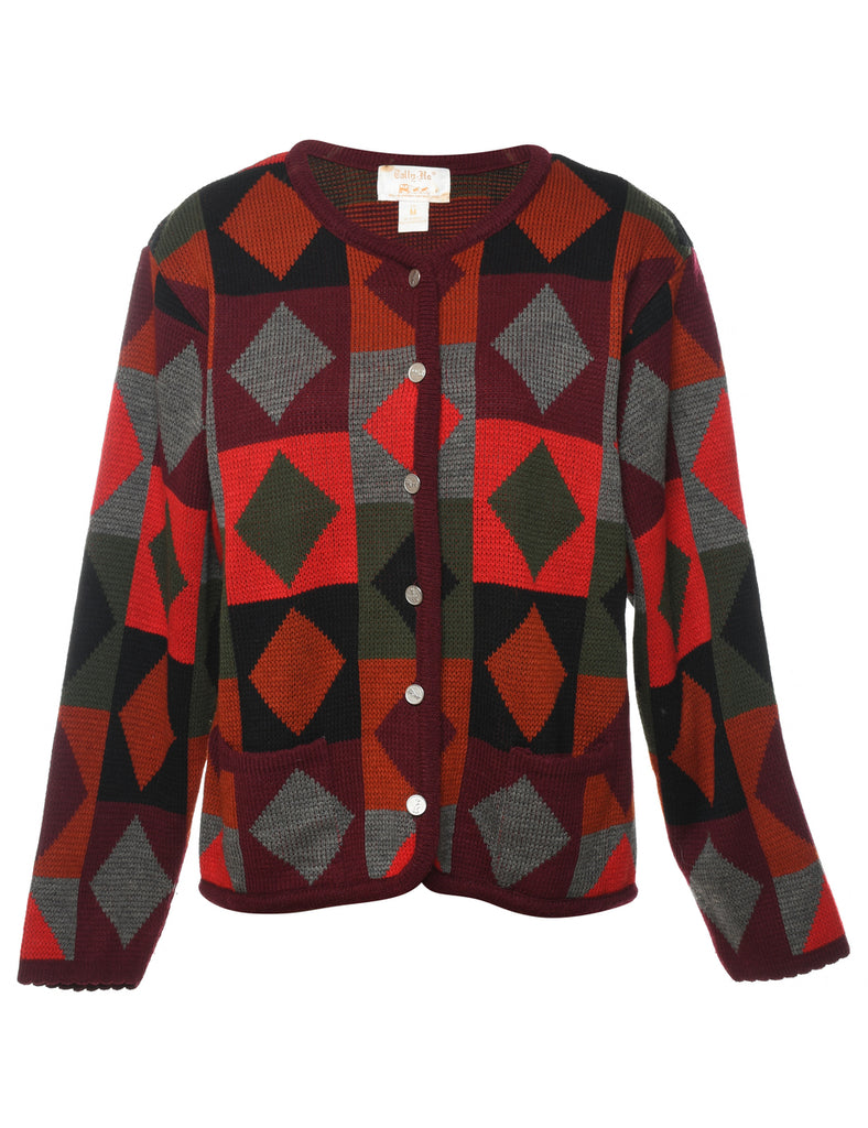 Harlequin Pattern Cardigan - M