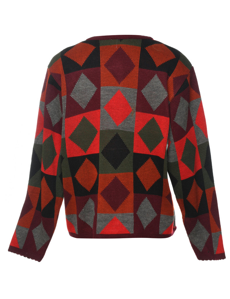 Harlequin Pattern Cardigan - M