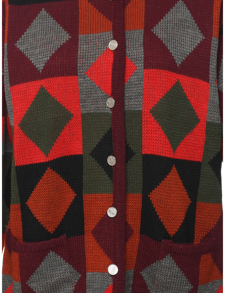 Harlequin Pattern Cardigan - M