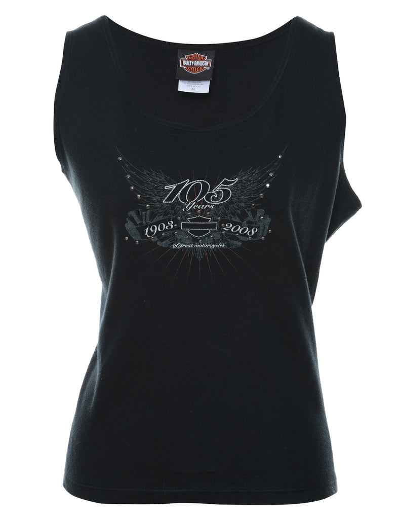 Harley Davidson Black Embellished Y2K Vest - L