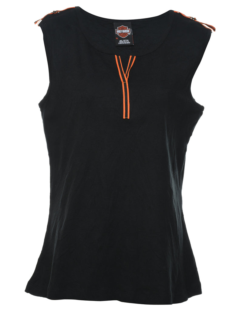 Harley Davidson Black & Orange Y2K Vest - M