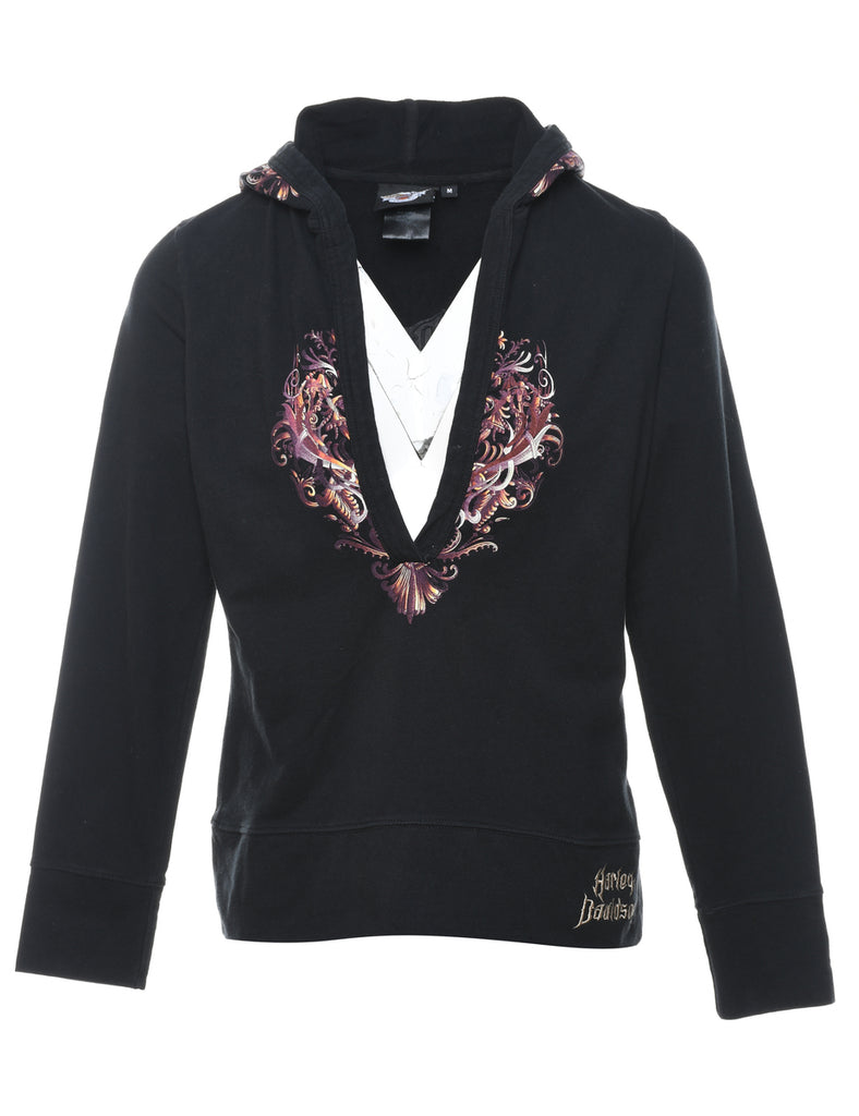 Harley Davidson Black Printed Hoodie - M
