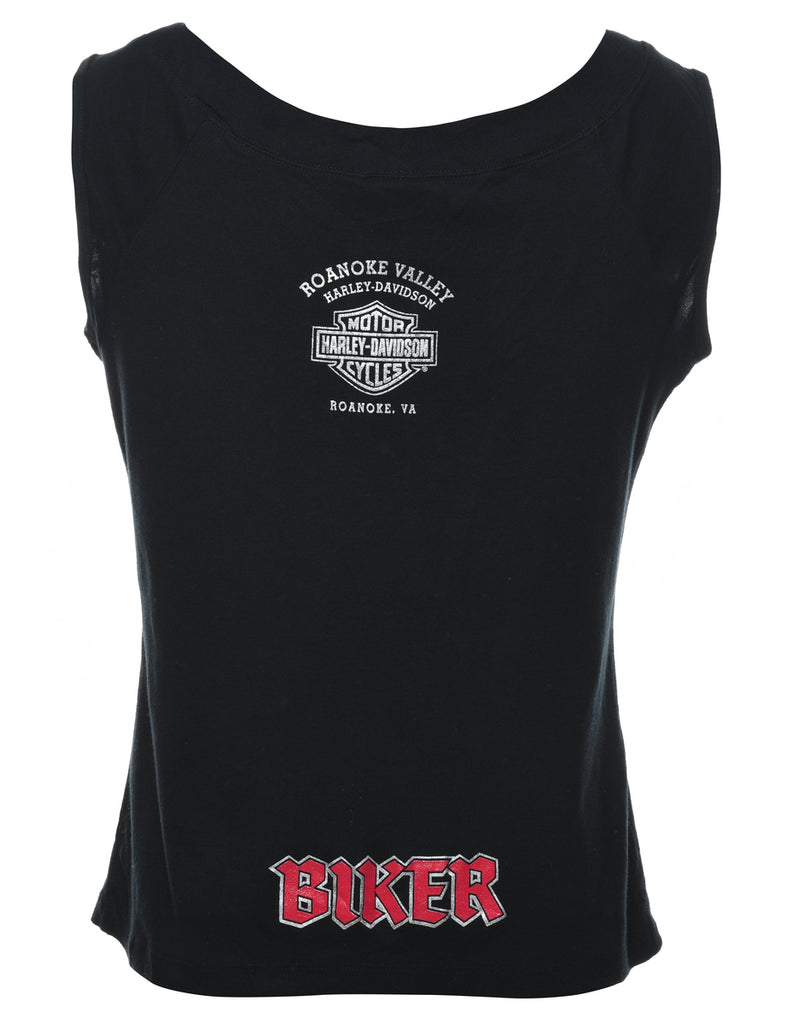 Harley Davidson Black & Red Y2K Embellished Vest - M