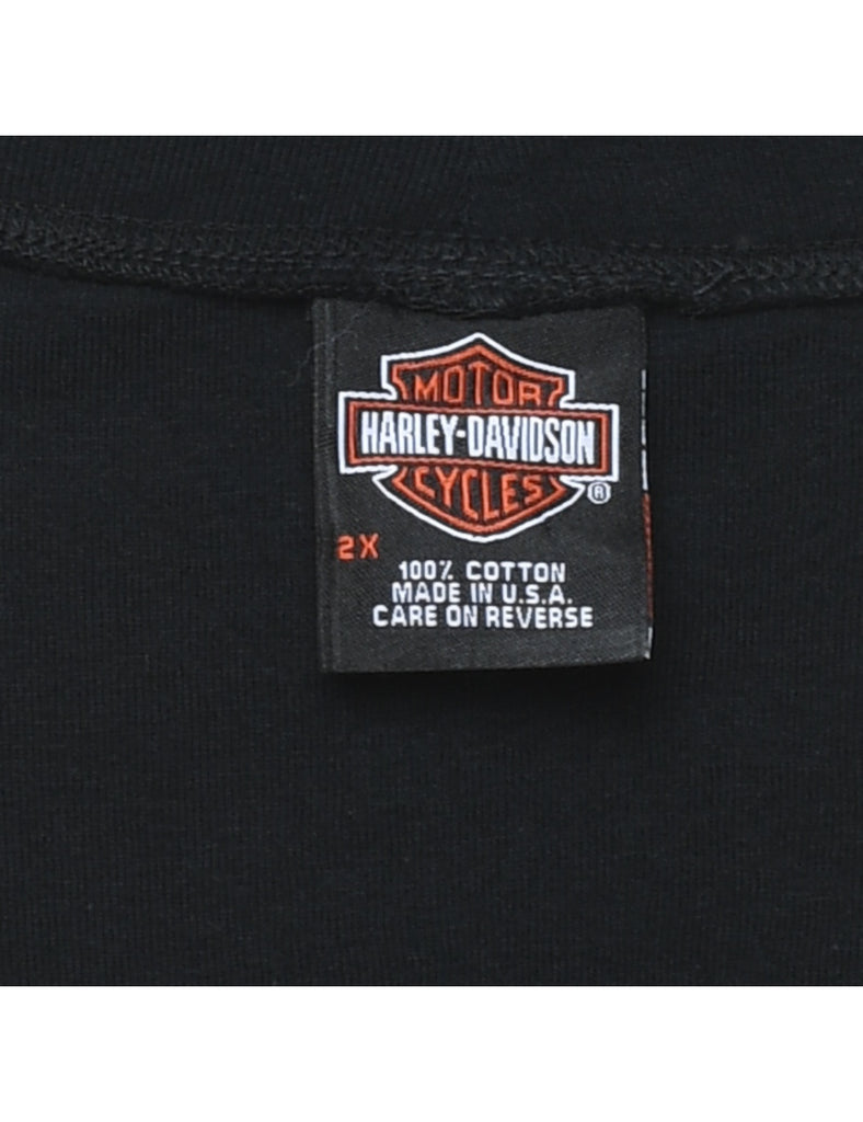 Harley Davidson Black & Red Y2K Embellished Vest - M
