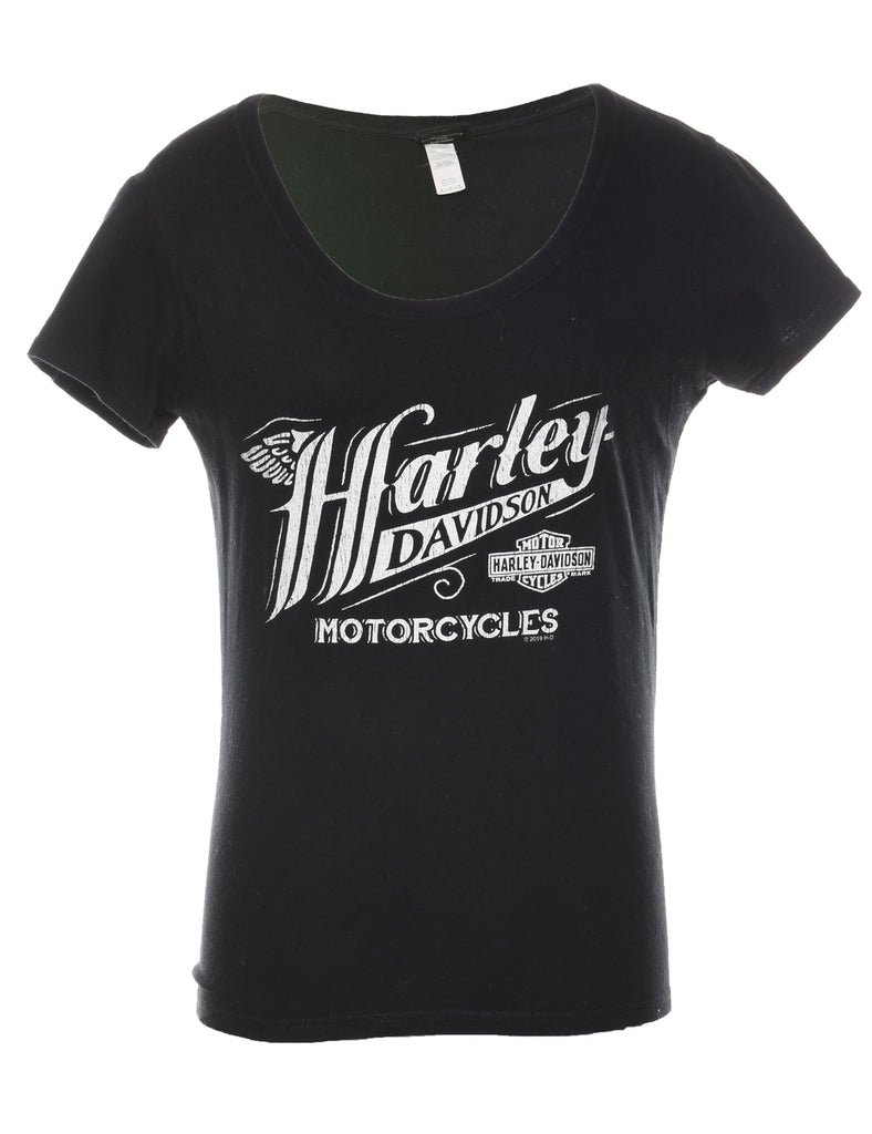 Harley Davidson Black & White Printed T-shirt - M