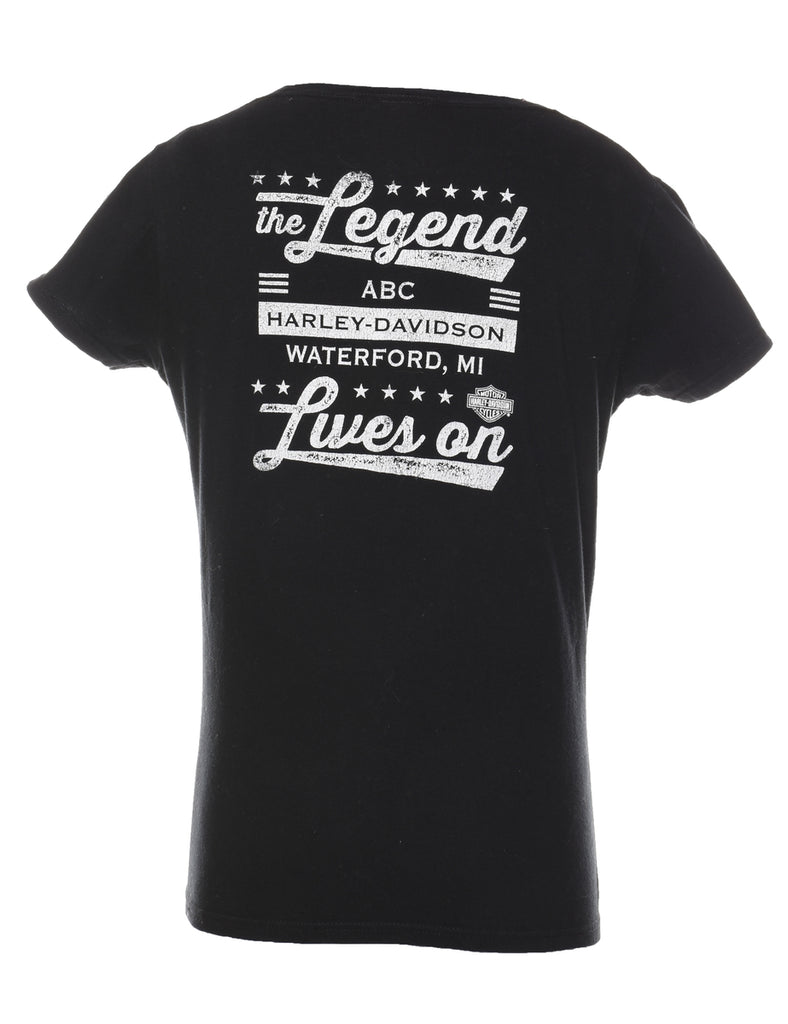 Harley Davidson Black & White Printed T-shirt - M